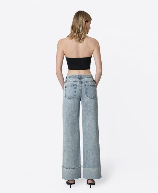 Back product images of Handier - High Rise Full Length Cuffed Wide Leg Tinted Jeans