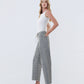 Left side product images of Grey Leopard - High Rise Drawstring Leopard Barrel Jeans