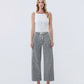 Front product images of Grey Leopard - High Rise Drawstring Leopard Barrel Jeans