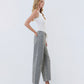 Right side product images of Grey Leopard - High Rise Drawstring Leopard Barrel Jeans