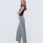 Left side product images of Grey Leopard - High Rise Animal Print Crop Wide Leg Jeans