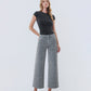 Front product images of Grey Leopard - High Rise Animal Print Crop Wide Leg Jeans