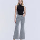 Front product images of Grey Leopard - Mid Rise Full Length Vintage Flare Jeans