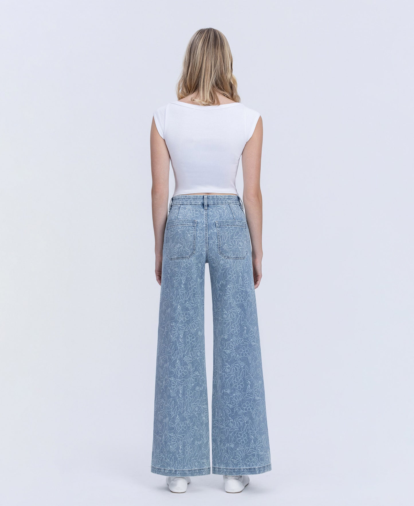 Back product images of Floral - High Rise Floral Print Wide Leg Jeans