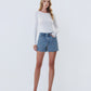 Front product images of Daisy - Super High Rise Daisy Embroidered Denim Shorts