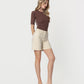 Right 45 degrees product image of Ecru - High Rise Midi Denim Shorts