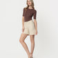 Left 45 degrees product image of Ecru - High Rise Midi Denim Shorts