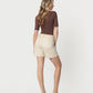 Back product images of Ecru - High Rise Midi Denim Shorts