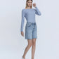 Right 45 degrees product image of Everlasting - High Rise Raw Hem Denim Jorts