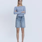 Front product images of Everlasting - High Rise Raw Hem Denim Jorts