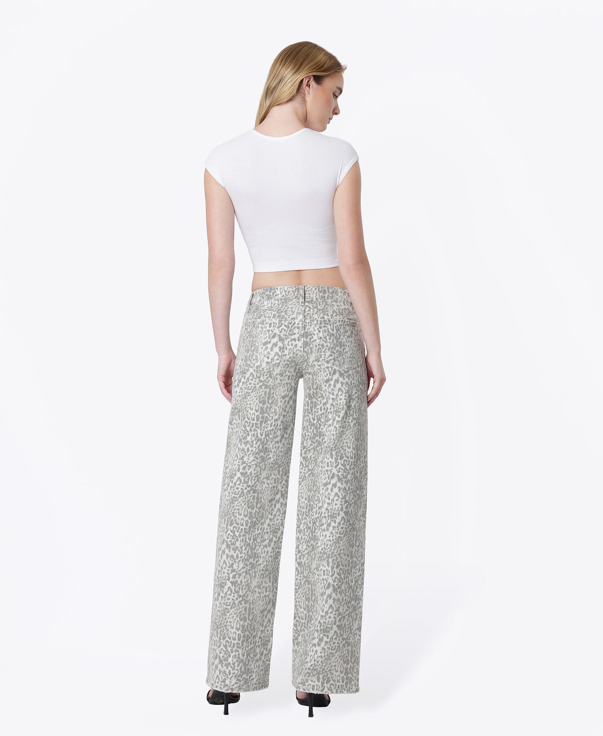 Front product images of Leopard - Low Rise Full Length Wide Leg Jeans