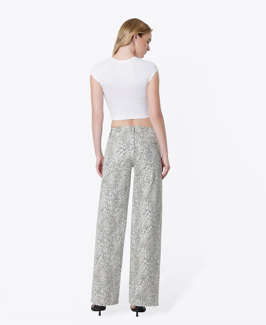 Front product images of Leopard - Low Rise Full Length Wide Leg Jeans