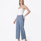 Left 45-degree product image of Stripe - High Rise Patch Pocket Striped Crop Wide Leg Jeans