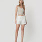 Front product images of Optic White - High Rise Utility Pocket Waist Tie Midi Shorts