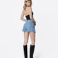 Back product images of Lavishly - High Rise Denim Wrap Skorts