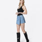 Left 45 degrees product image of Lavishly - High Rise Denim Wrap Skorts