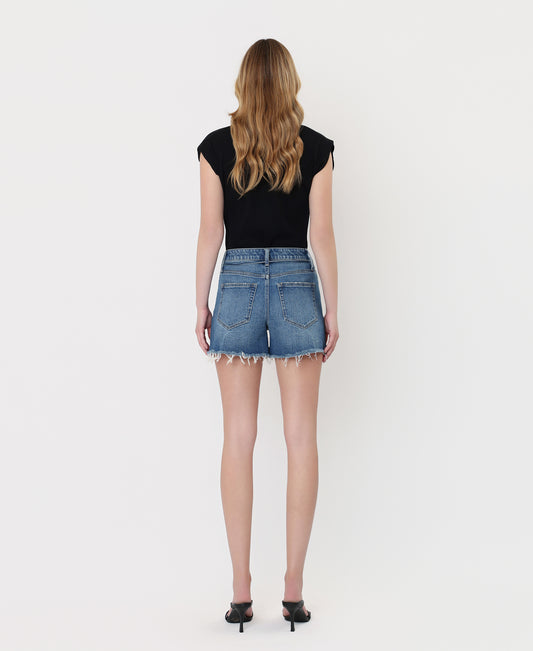 Back product images of Coolest - Super High Rise Drawstring Denim Mom Shorts