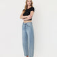Left 45 degrees product image of Loftiness - High Rise Raw Hem Paneled Seams Barrel Jeans