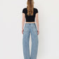 Back product images of Loftiness - High Rise Raw Hem Paneled Seams Barrel Jeans