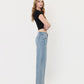 Right side product images of Loftiness - High Rise Raw Hem Paneled Seams Barrel Jeans