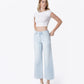 Left 45 degrees product image of Gainfully - High Rise Clean Cut Raw Hem Wide Flare Jeans
