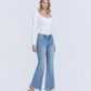 Right 45 degrees product image of Mirage - Low Rise Distressed Hem Easy Flare Jeans