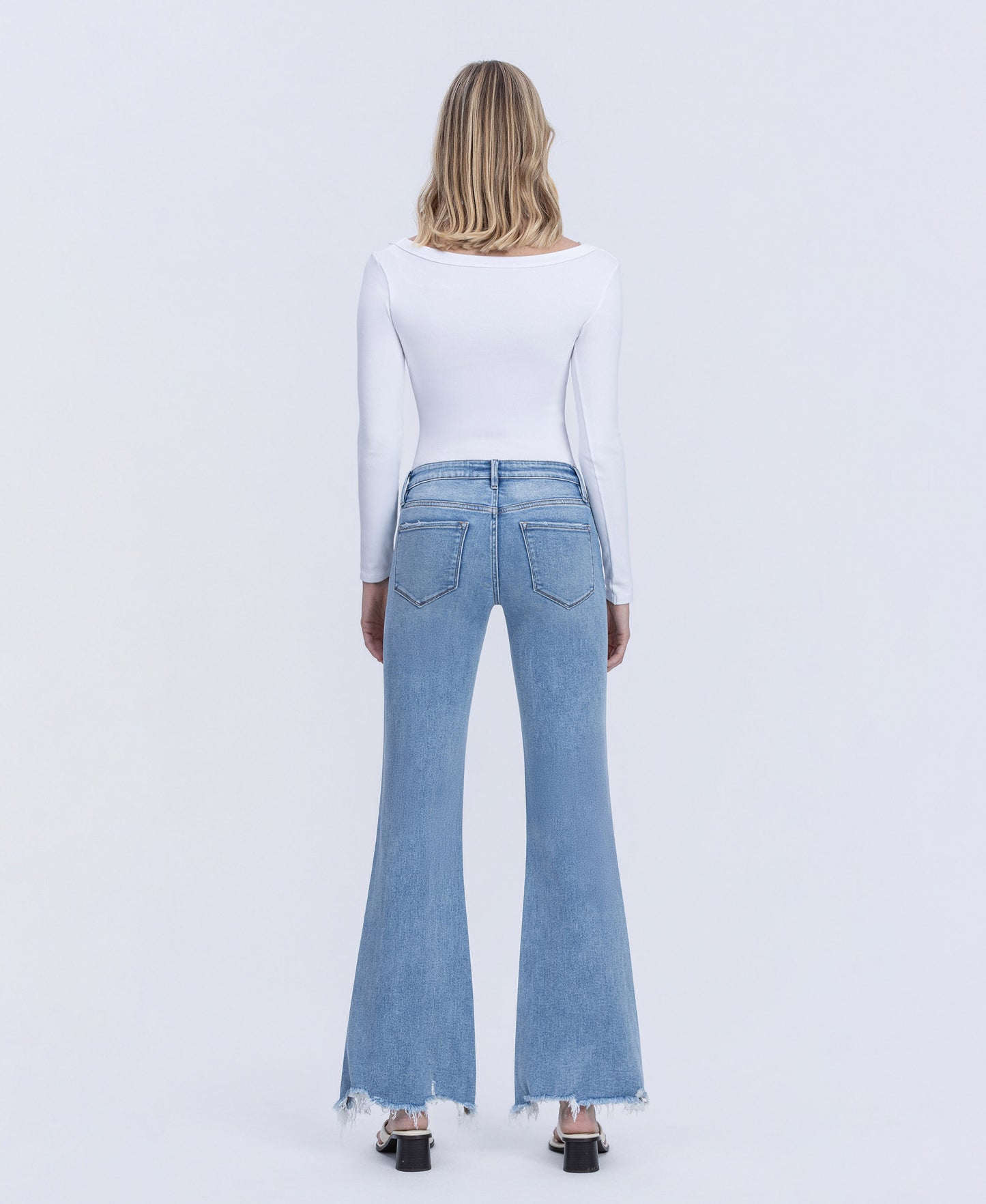 Back product images of Mirage - Low Rise Distressed Hem Easy Flare Jeans