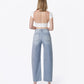 Back product images of Stripe - High Rise Button Up Fly Striped Barrel Jeans