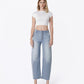 Front product images of Stripe - High Rise Button Up Fly Striped Barrel Jeans