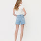 Back product images of Morning Train - Super High Rise Drawstring Midi Denim Shorts