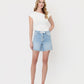 Front product images of Morning Train - Super High Rise Drawstring Midi Denim Shorts