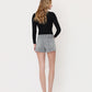 Back product images of Leopard - High Rise Drawstring Waist Tie Raw Hem Denim Shorts