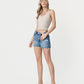 Left 45 degrees product image of Declutter - High Rise Frayed Hem Boyfriend Denim Shorts