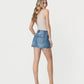 Back product images of Declutter - High Rise Frayed Hem Boyfriend Denim Shorts