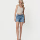 Front product images of Declutter - High Rise Frayed Hem Boyfriend Denim Shorts