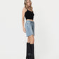 Right 45 degrees product image of Eminence - Mid Rise Distressed Raw Hem Denim Jorts