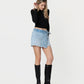 Right 45 degrees product image of Nourishing - High Rise Frayed Hem Waist Tie Wrap Denim Skorts