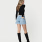 Back product images of Nourishing - High Rise Frayed Hem Waist Tie Wrap Denim Skorts