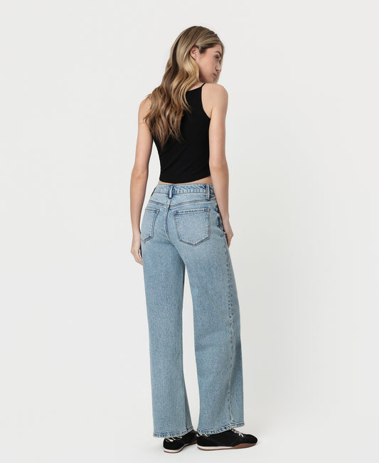 Back product images of Fun Day - High Rise Full Length Tinted Wide Leg Jeans