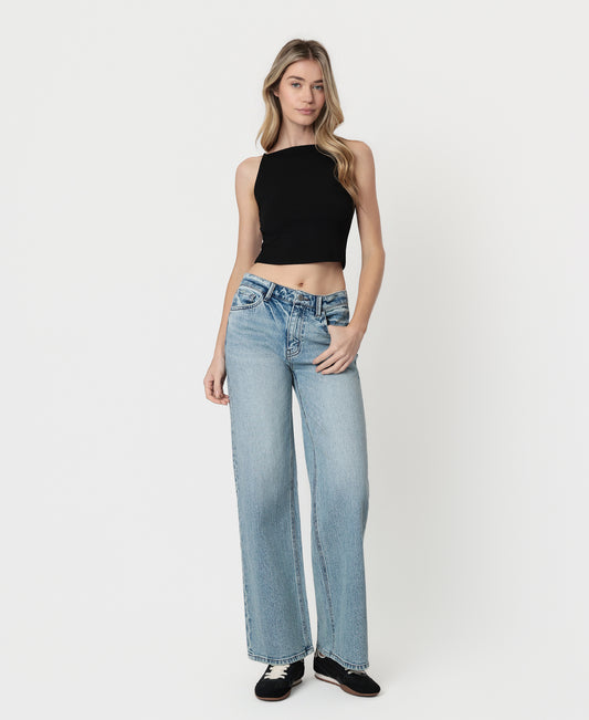Front product images of Fun Day - High Rise Full Length Tinted Wide Leg Jeans