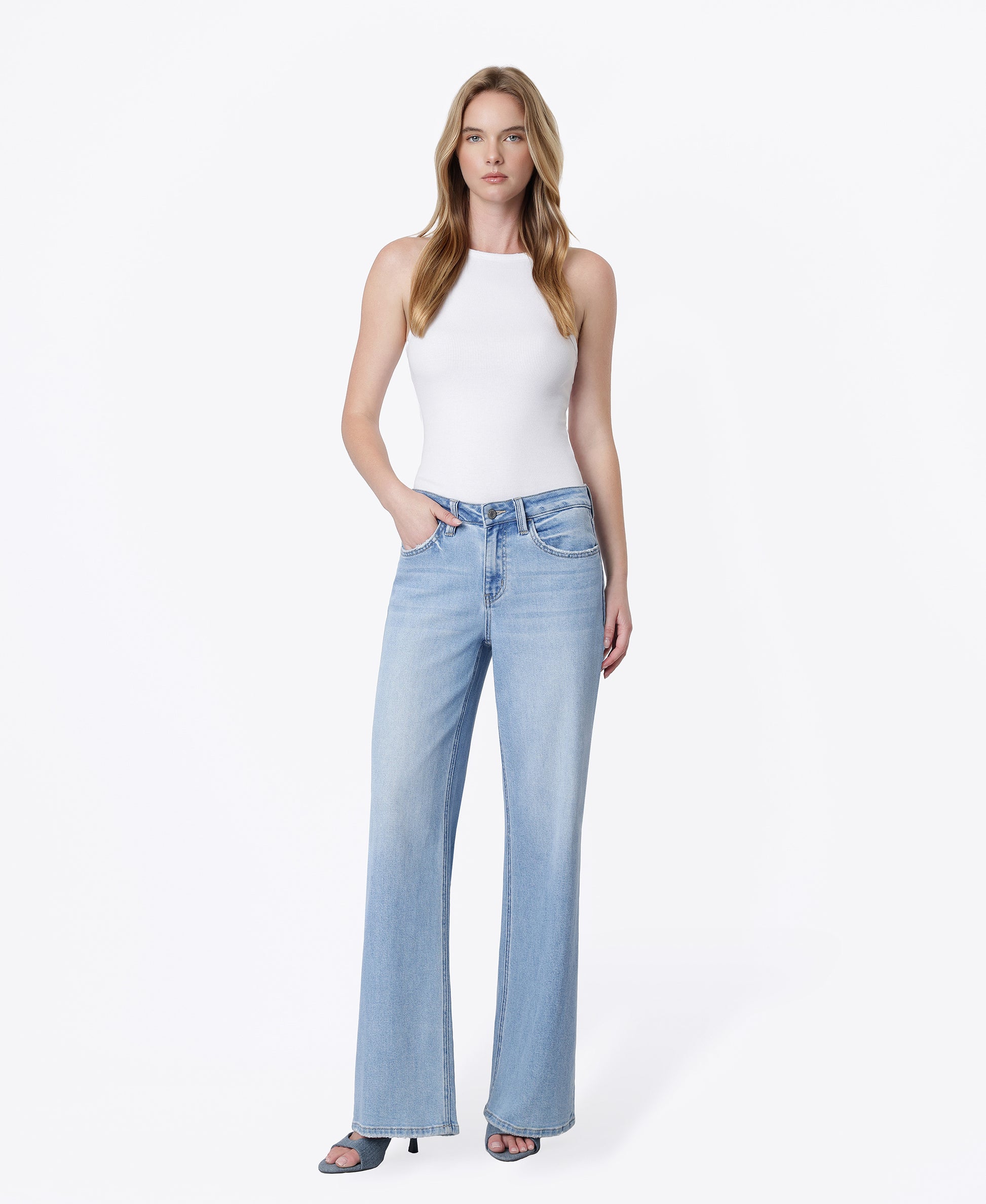 Front product images of Energetic - Mid Rise Full Length Wide Leg Jeans