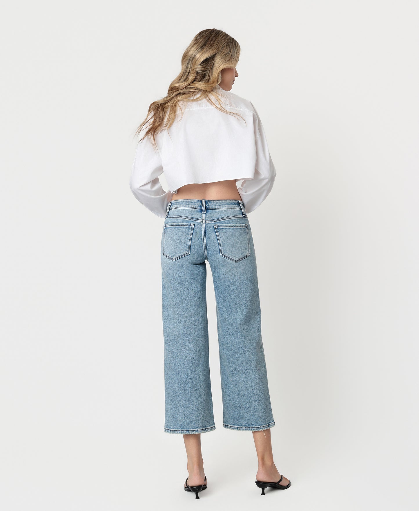 Back product images of Focused - Low Rise Tinted Crop Wide Leg Jeans