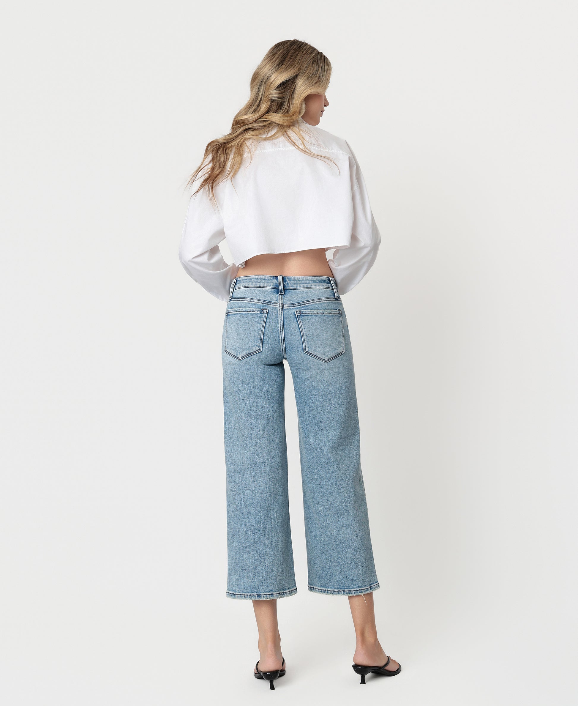 Back product images of Focused - Low Rise Tinted Crop Wide Leg Jeans