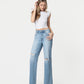 Left 45 degrees product image of Beautiful Day - Super High Rise Distressed Vintage Flare Jeans