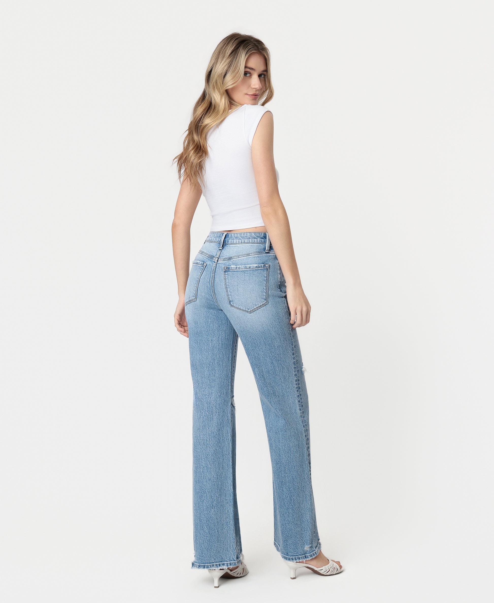 Back product images of Beautiful Day - Super High Rise Distressed Vintage Flare Jeans