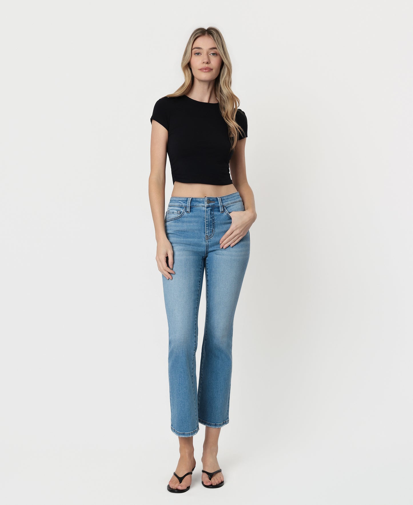 Front product images of Leo - High Rise Crop Flare Jeans