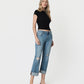Right 45 degrees product image of Enhancement - Mid Rise Distressed Cuffed Crop Straight Jeans