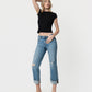 Left 45 degrees product image of Enhancement - Mid Rise Distressed Cuffed Crop Straight Jeans