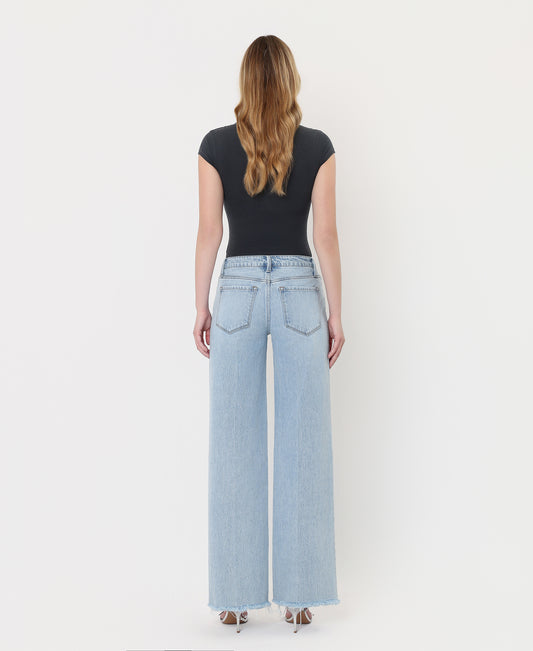 Back product images of Comet - High Rise Trouser Fold Creased Wide Leg Jeans