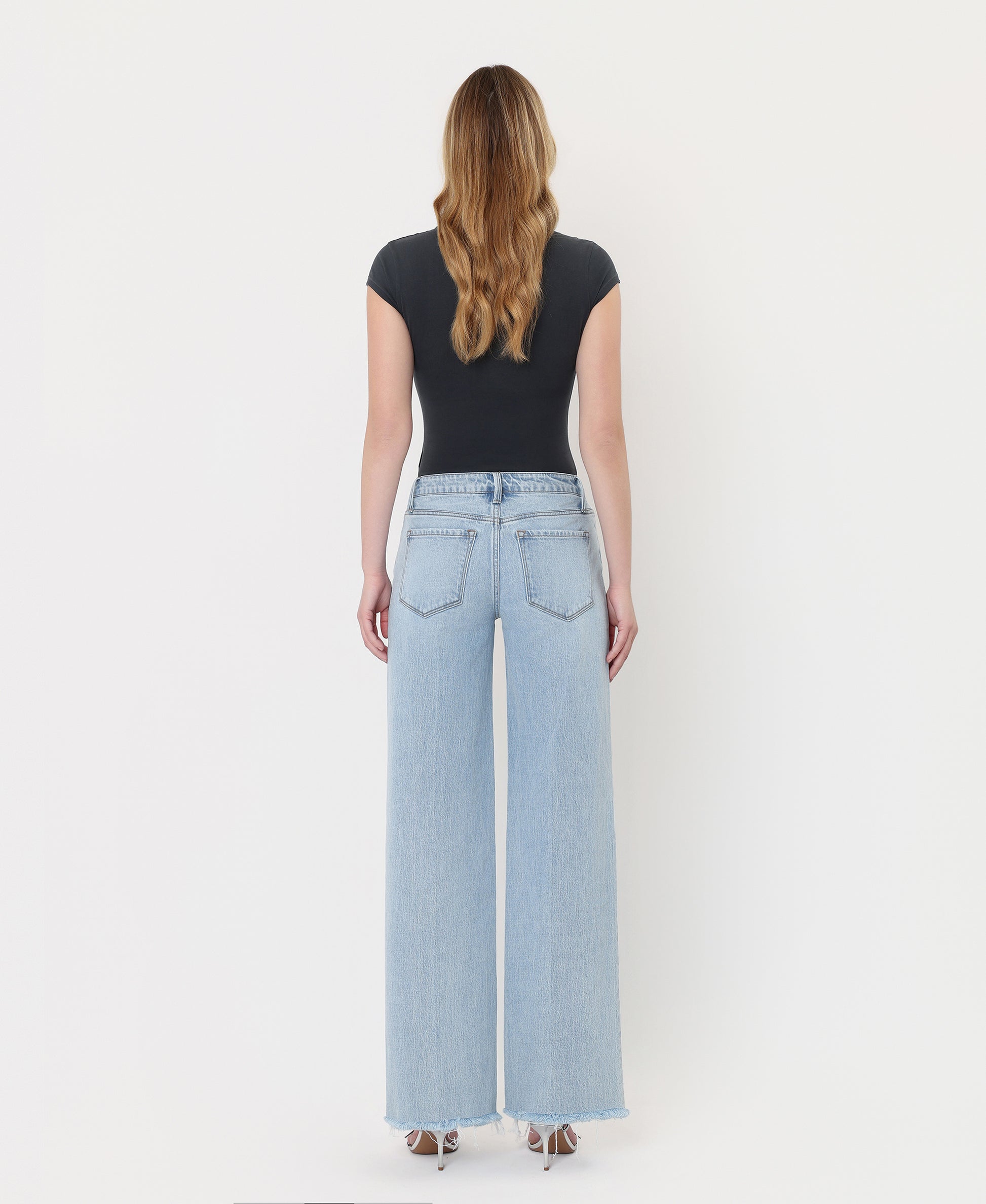 Back product images of Comet - High Rise Trouser Fold Creased Wide Leg Jeans